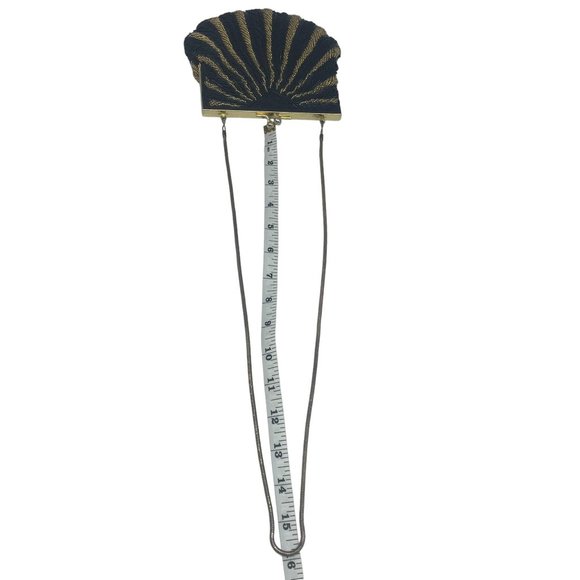 Beaded Clutch Or Crossbody Bag Formal Black & Gold 7 X 7 Sp - Picture 3 of 7